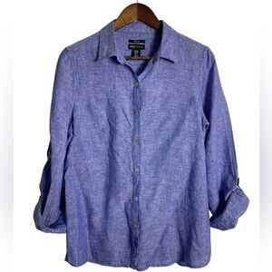 Jones New York 100% Linen Button Down Long Sleeve Shirt Size M